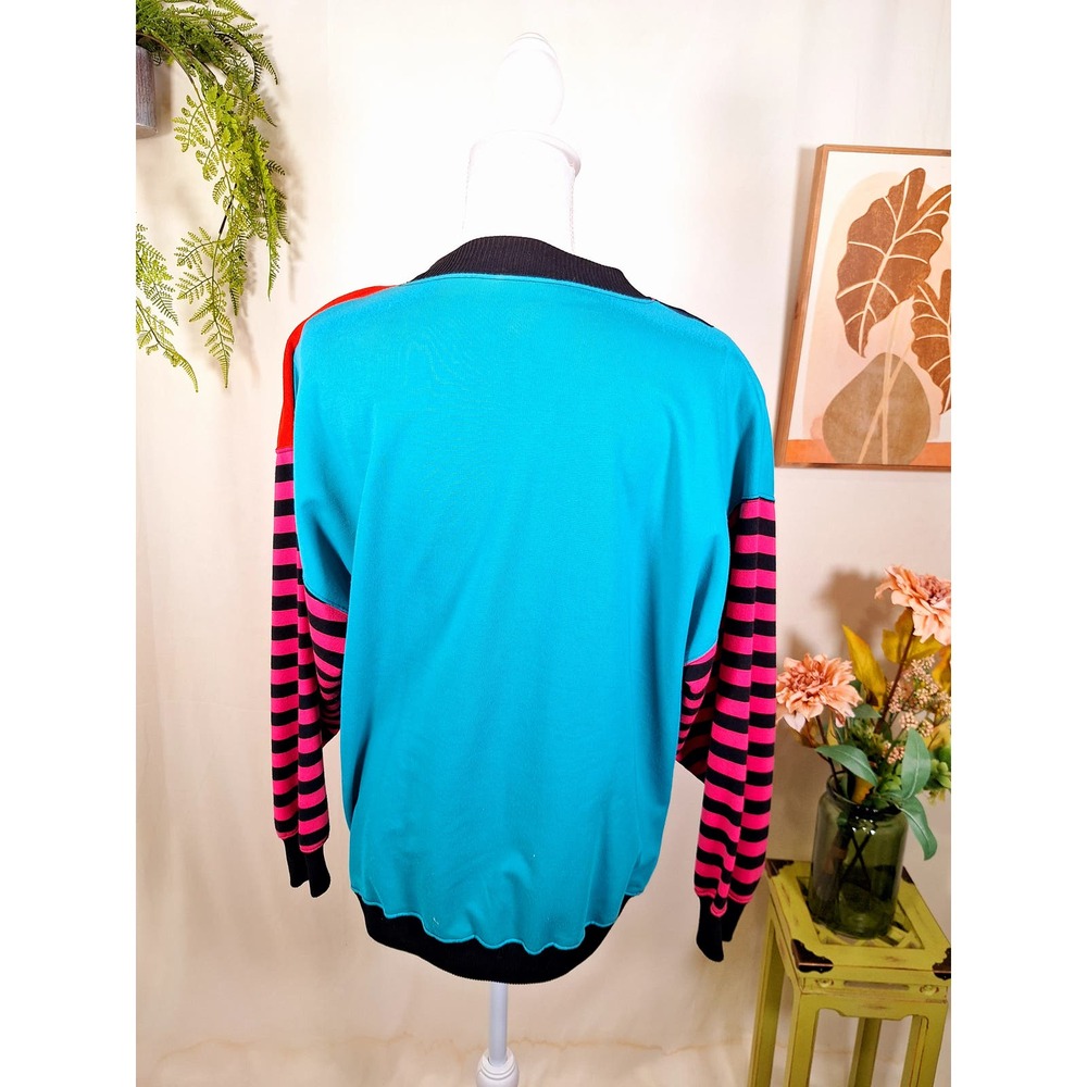 C.A. Sport Women's Retro Multi-Colored Sweater W' Pocketd Size Large - Picture 3 of 7